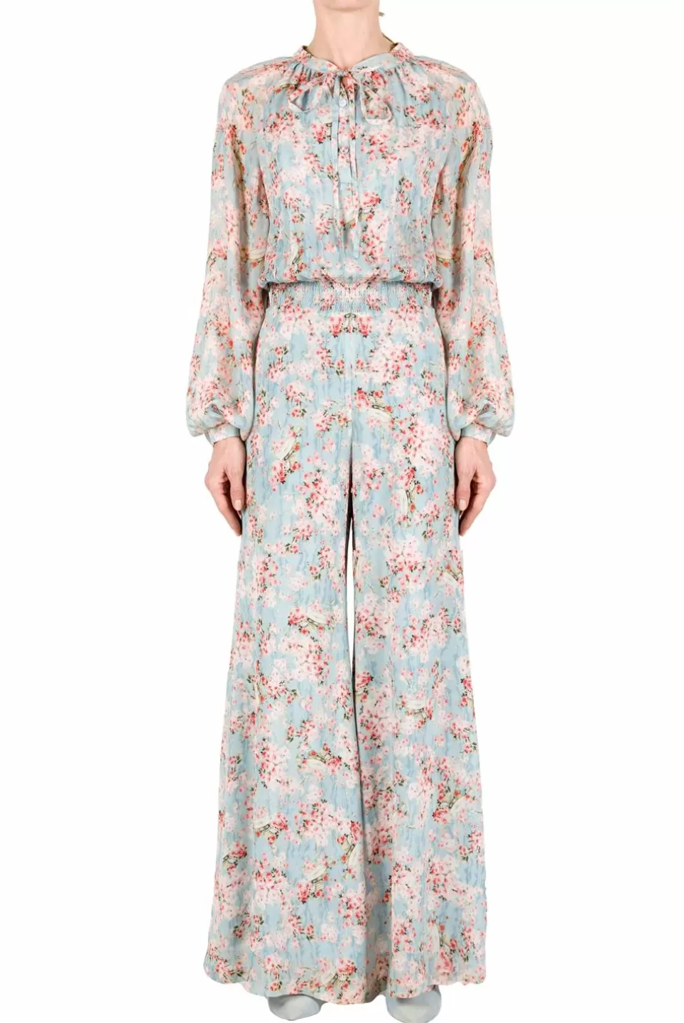 Dresses | Luisa Beccaria Georgette Rose Buds Printed Jumpsuit