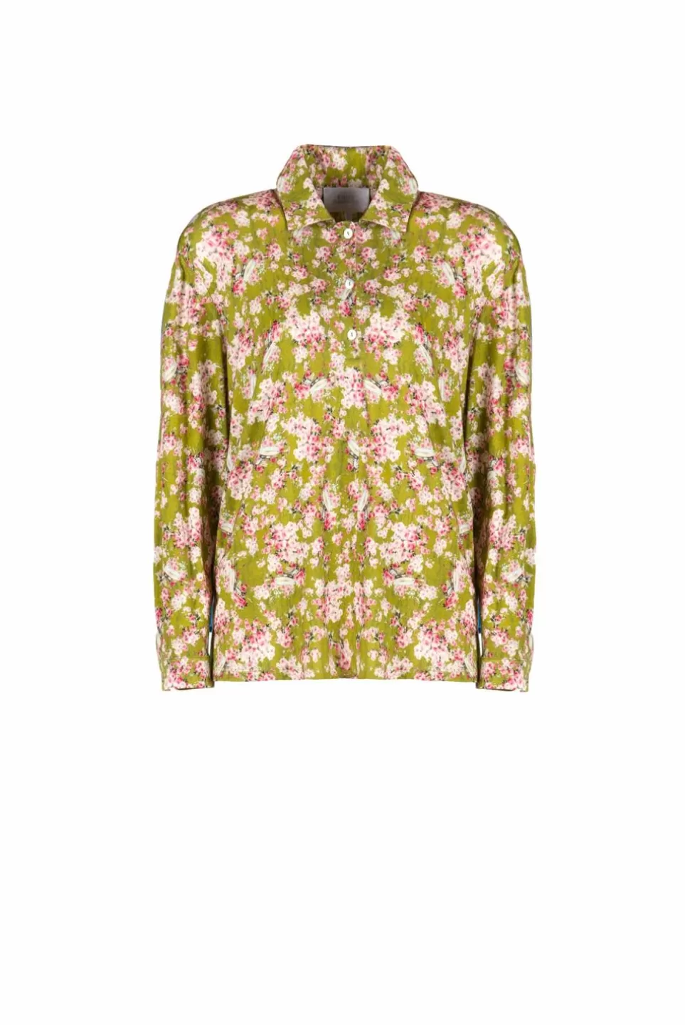 Tops & Blouses | Luisa Beccaria Green Printed Rose Buds Jersey Polo