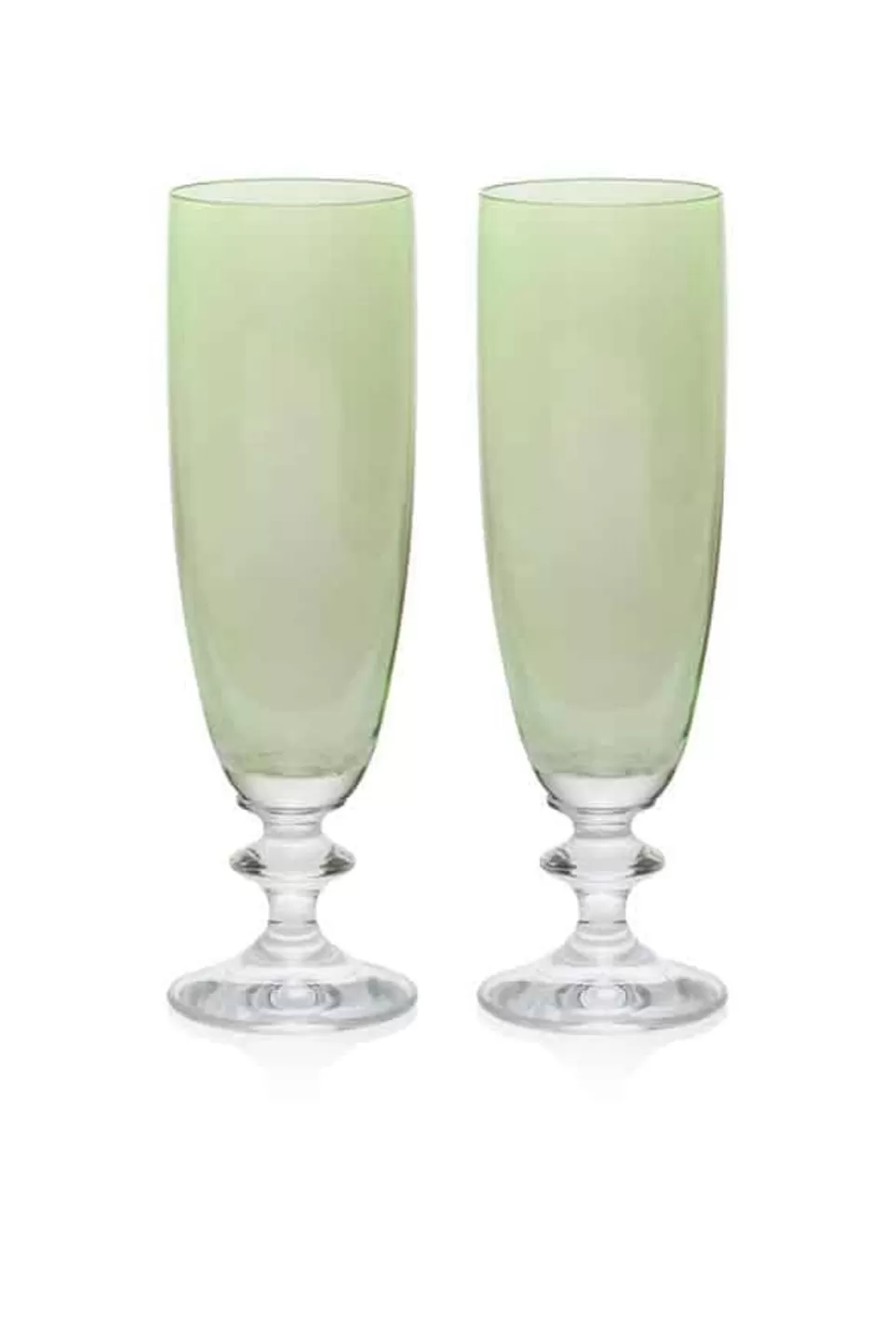 Flute | Luisa Beccaria Green Set Of Two Rosy Flute Glass