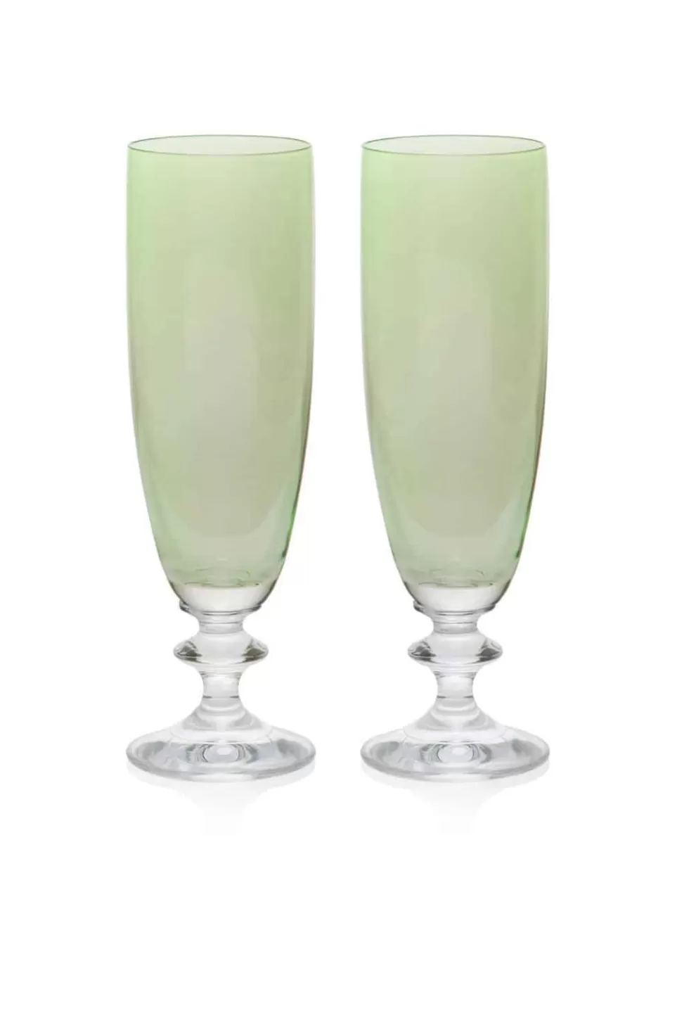 Flute | Luisa Beccaria Green Set Of Two Rosy Flute Glass