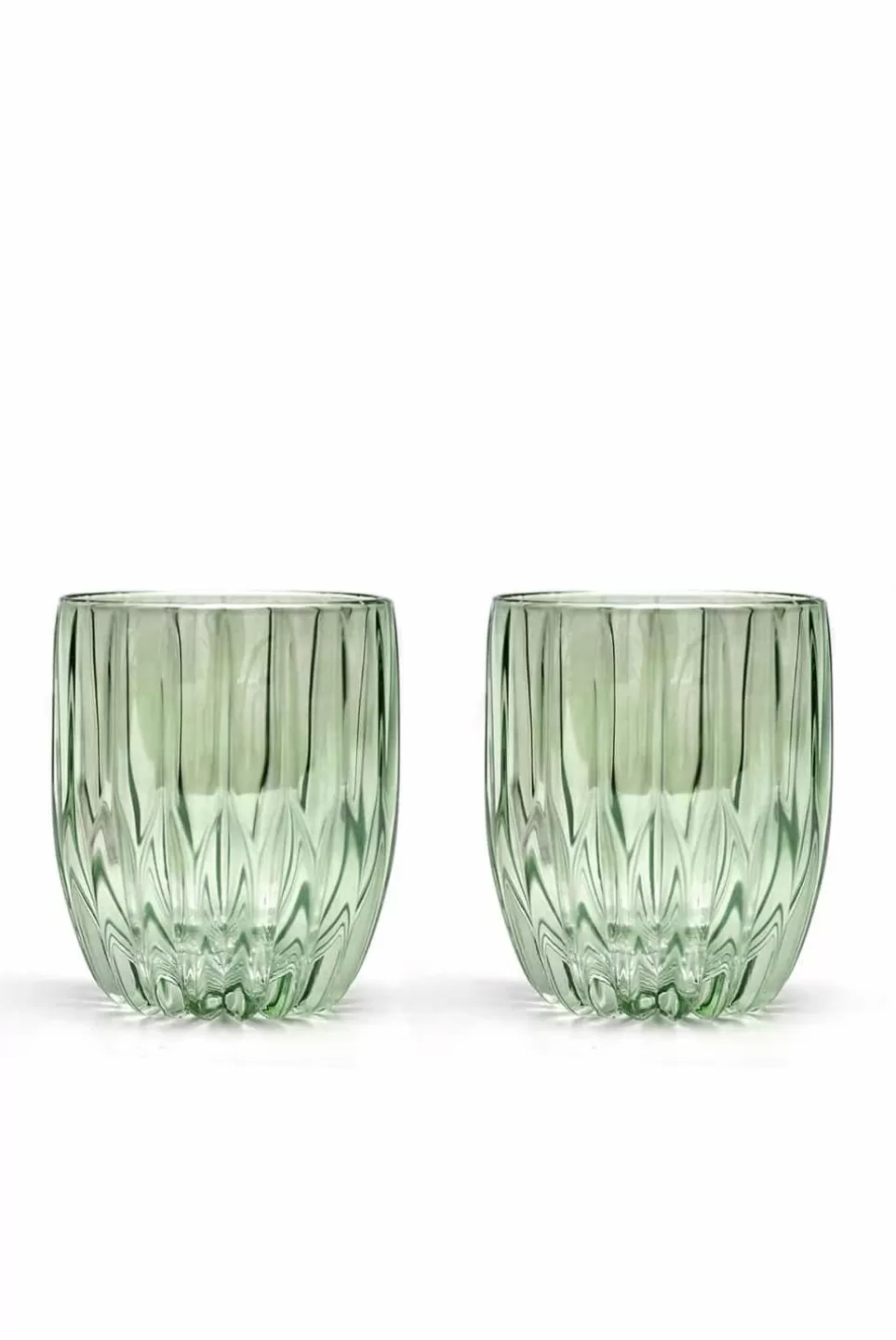 Tumblers | Luisa Beccaria Green Set Of Two Small Tumbler Glass