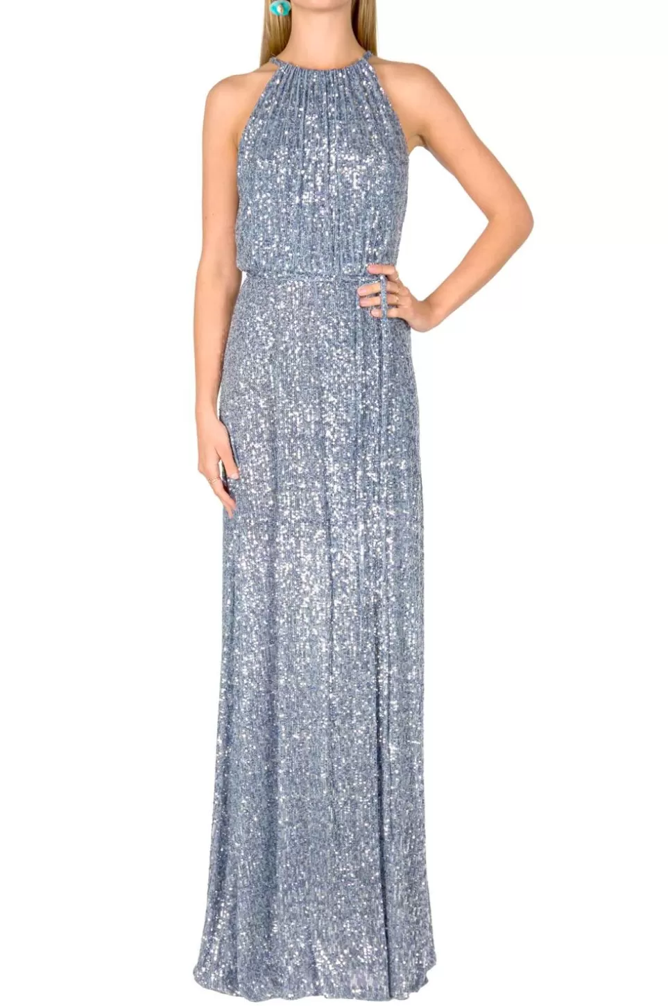 Dresses | Luisa Beccaria High Slit Blue Sequin Dress