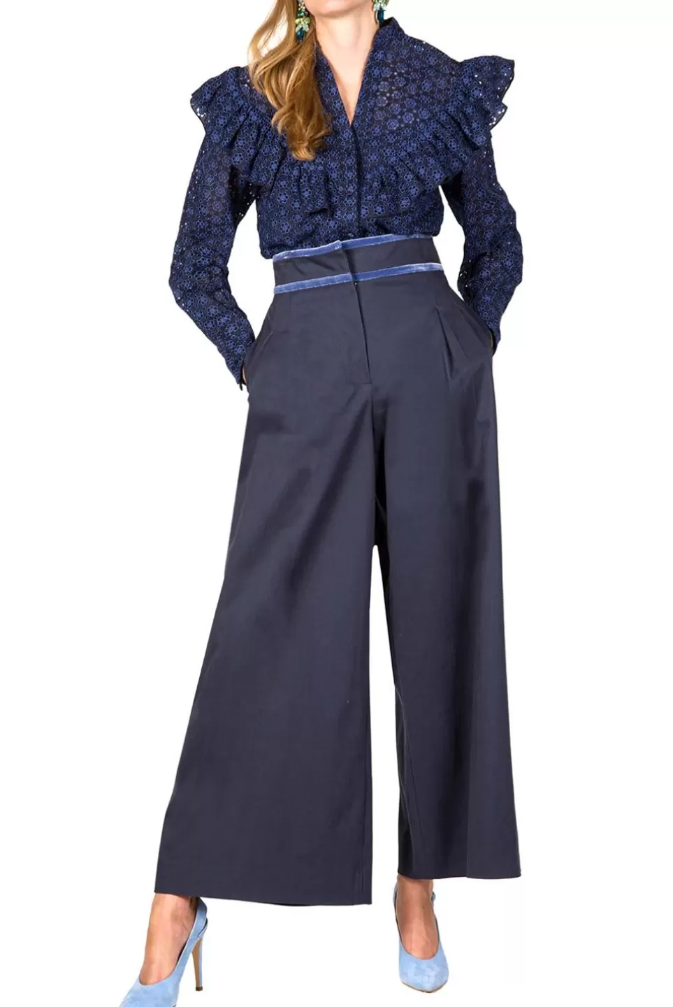 Trousers & Shorts | Luisa Beccaria High Waist Cotton Poplin Wide Leg Pants