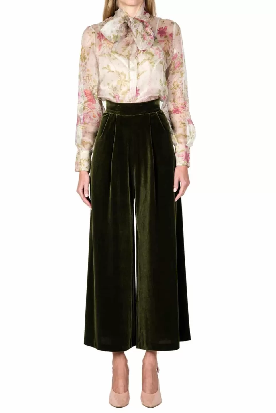 Trousers & Shorts | Luisa Beccaria High Waist Velvet Wide Leg Pants