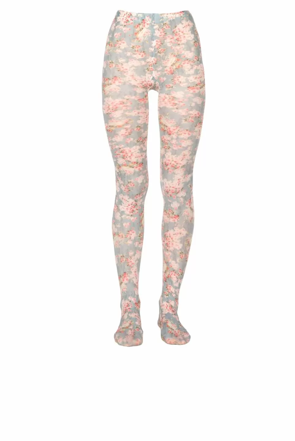 Tights | Luisa Beccaria Jersey Rose Buds Tights Light Blue