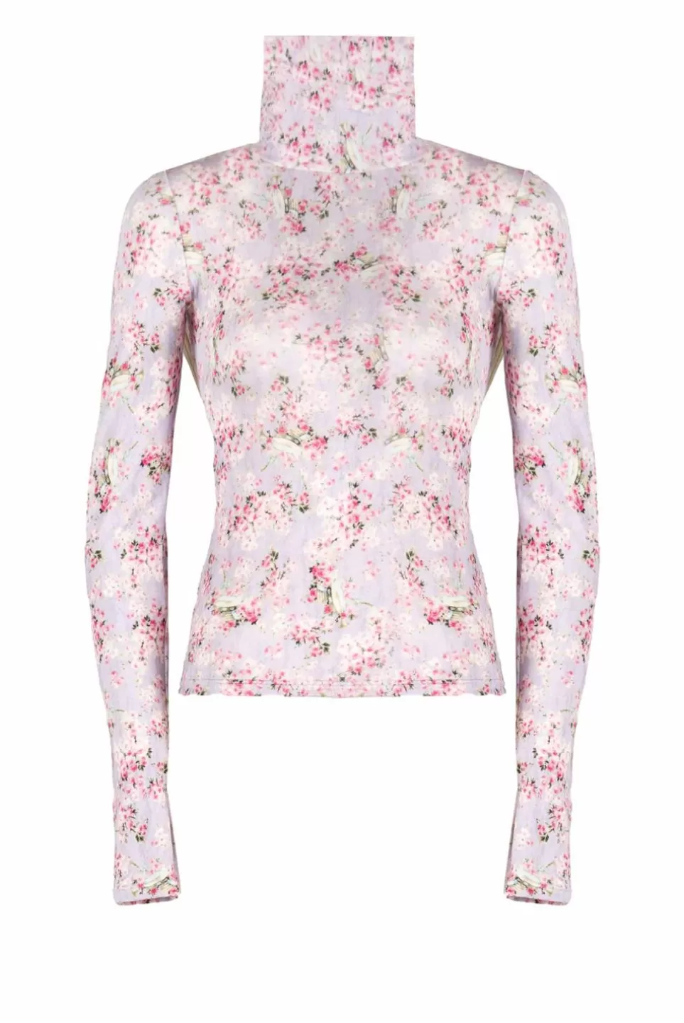 Tops & Blouses | Luisa Beccaria Lilac Printed Rose Buds Jersey Turtleneck