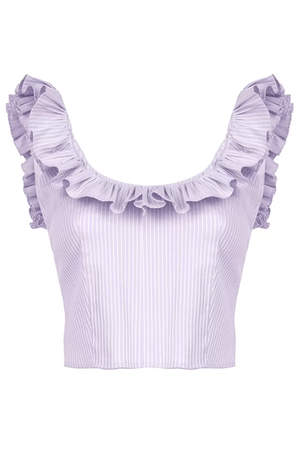 Tops & Blouses | Luisa Beccaria Lilac/White Ruffled Striped Cotton-Blend Top