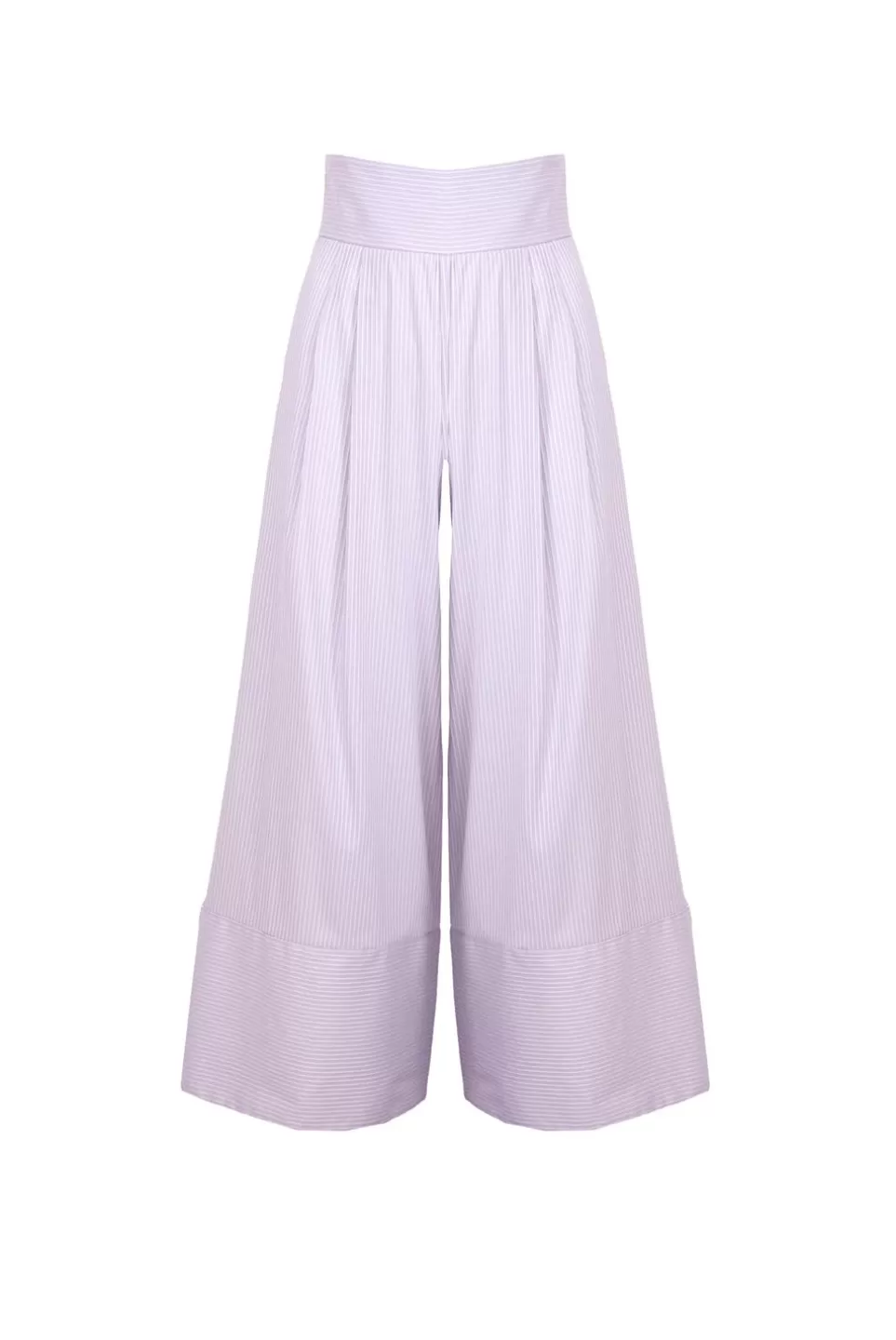 Trousers & Shorts | Luisa Beccaria Lilac/White Striped Cotton-Blend Wide-Leg Pants