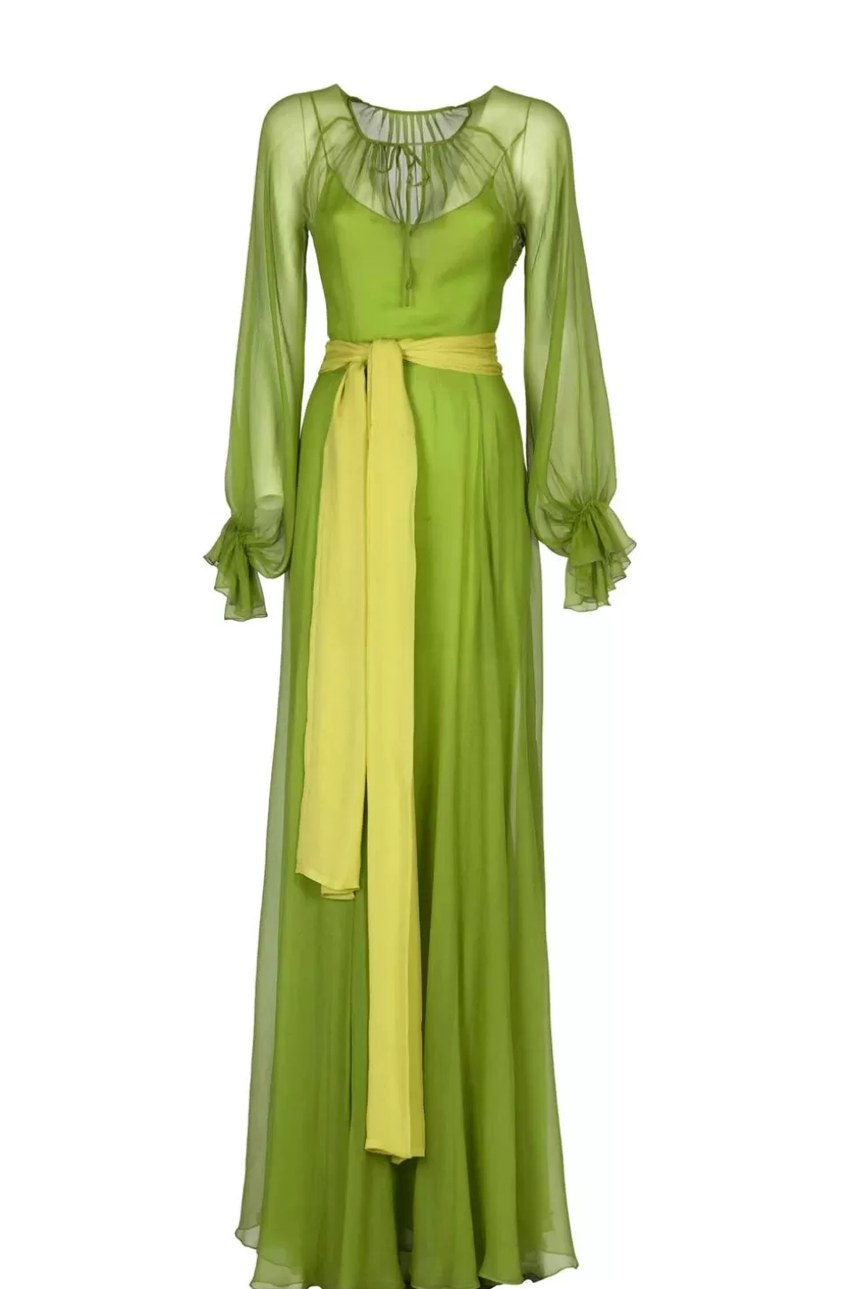 Dresses | Luisa Beccaria Lime Green Chiffon Maxi Dress