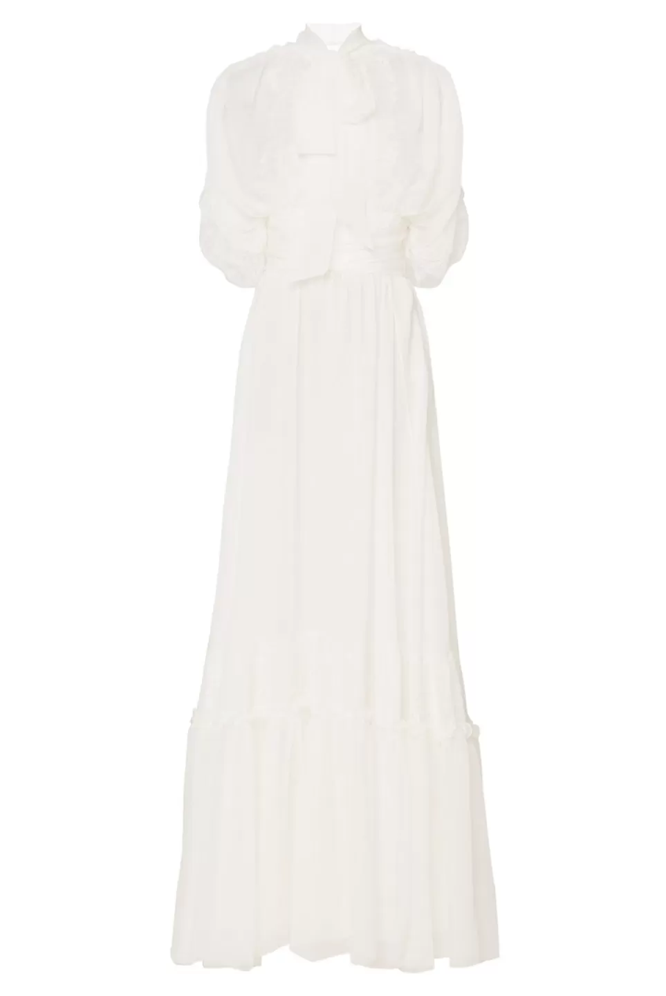 Dresses | Luisa Beccaria Long Chiffon Crepon Dress With White Lace