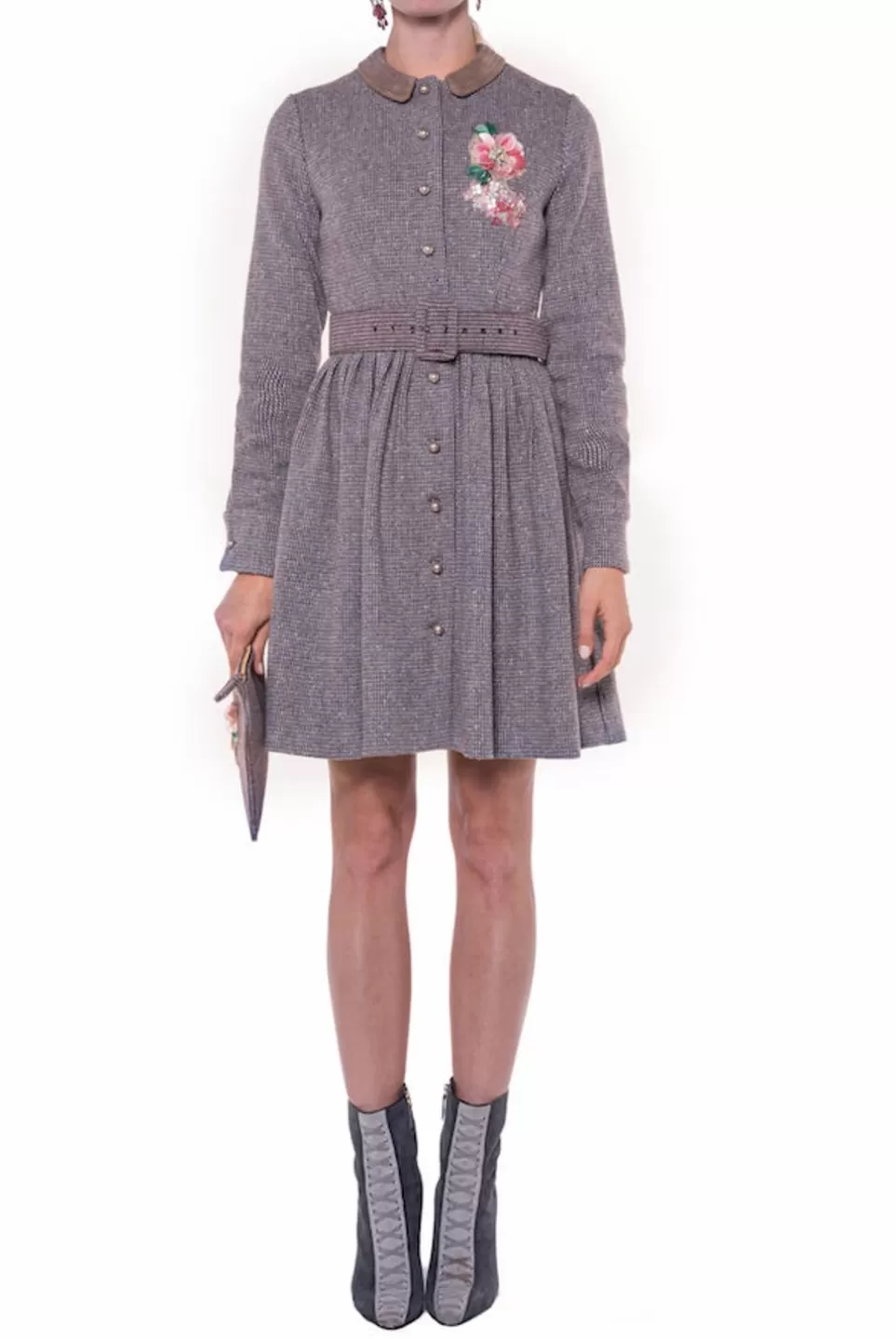 Dresses | Luisa Beccaria Long Sleeves Tweed Dress With Embroidery