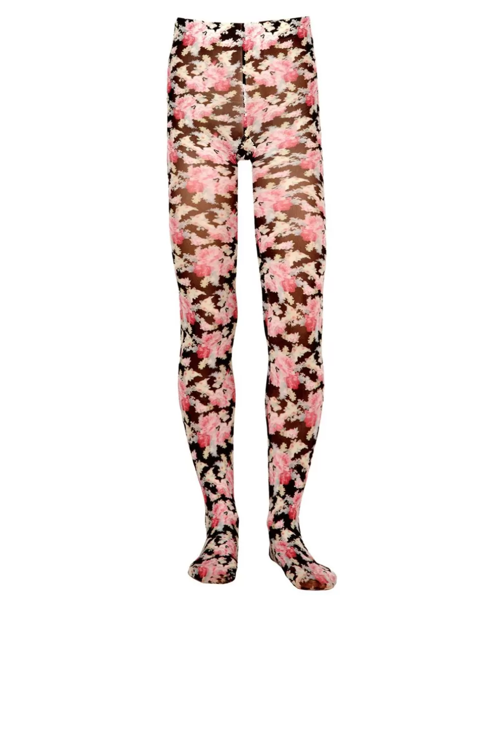 Tights | Luisa Beccaria Lycra Tights Floral Garden Black