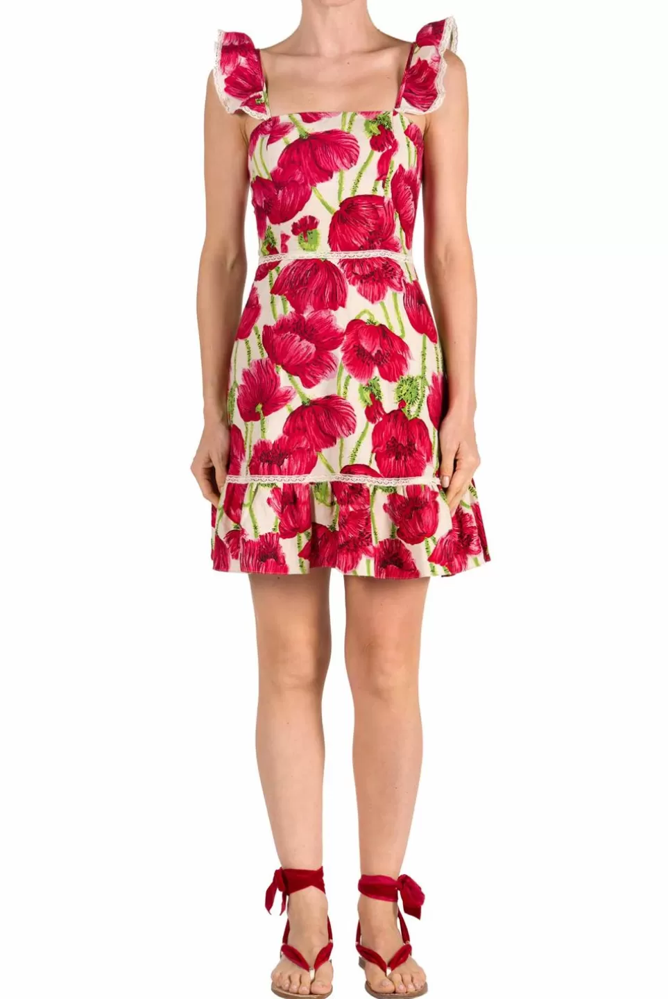 Dresses | Luisa Beccaria Macro Poppies Linen Dress