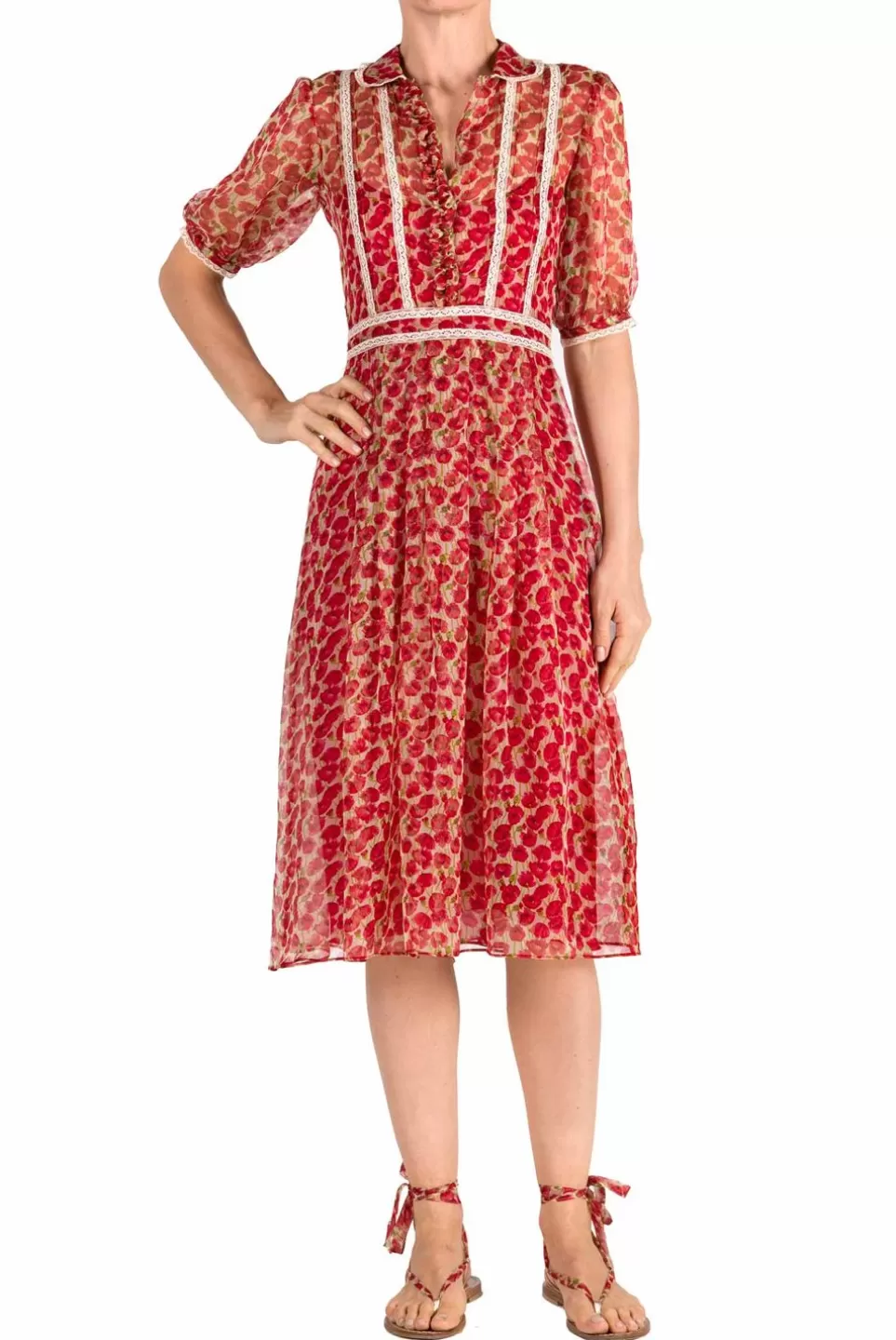 Dresses | Luisa Beccaria Micro Poppies Chemisier Dress