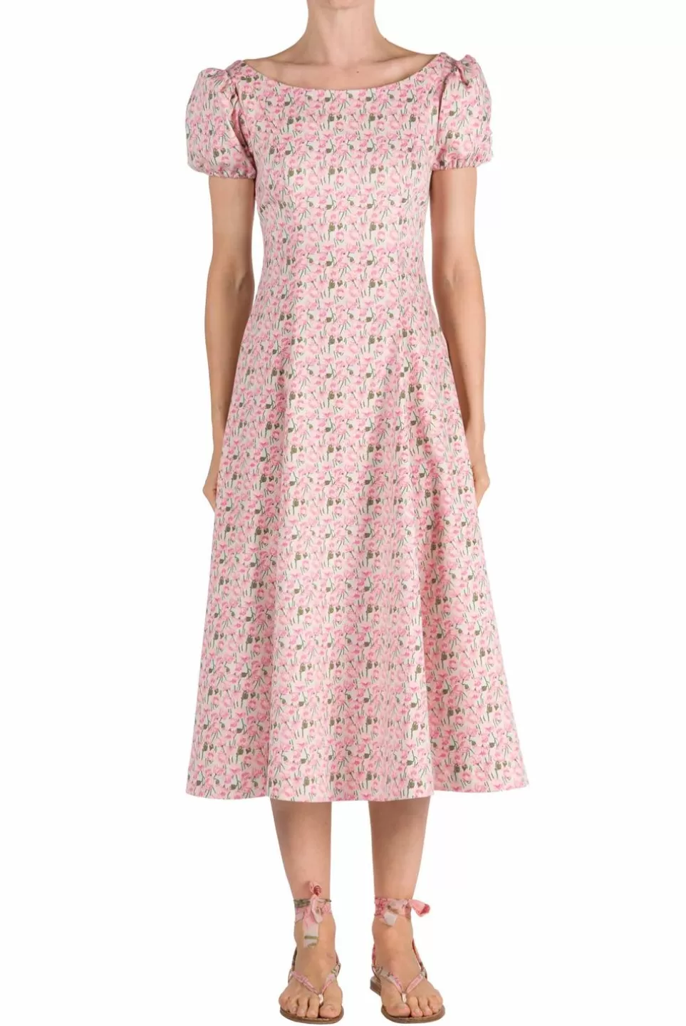 Dresses | Luisa Beccaria Micro Poppies Printed Cotton Stretch Dress