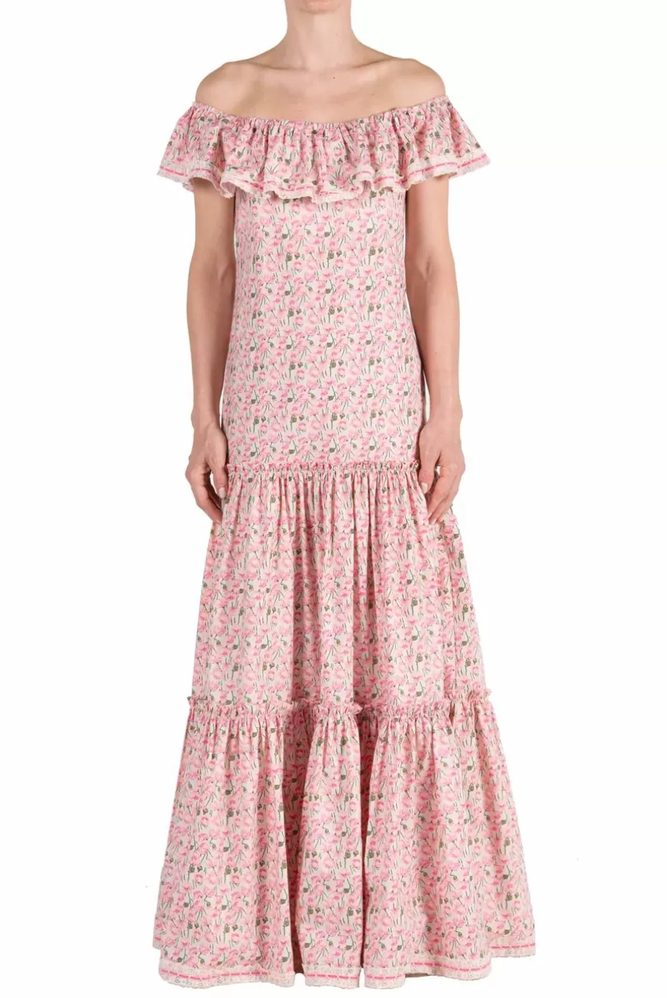 Dresses | Luisa Beccaria Micro Poppies Printed Stretch Cotton Dress