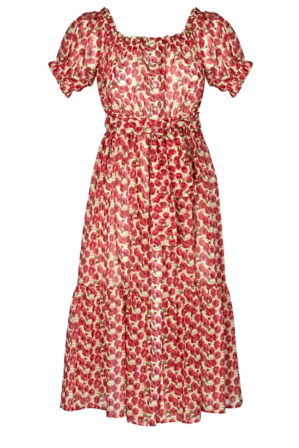 Dresses | Luisa Beccaria Midi Red Poppies Cotton Dress