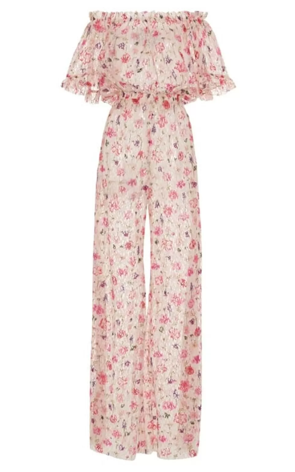 Dresses | Luisa Beccaria Off The Shoulder Floral Print Lace Jumpsuit