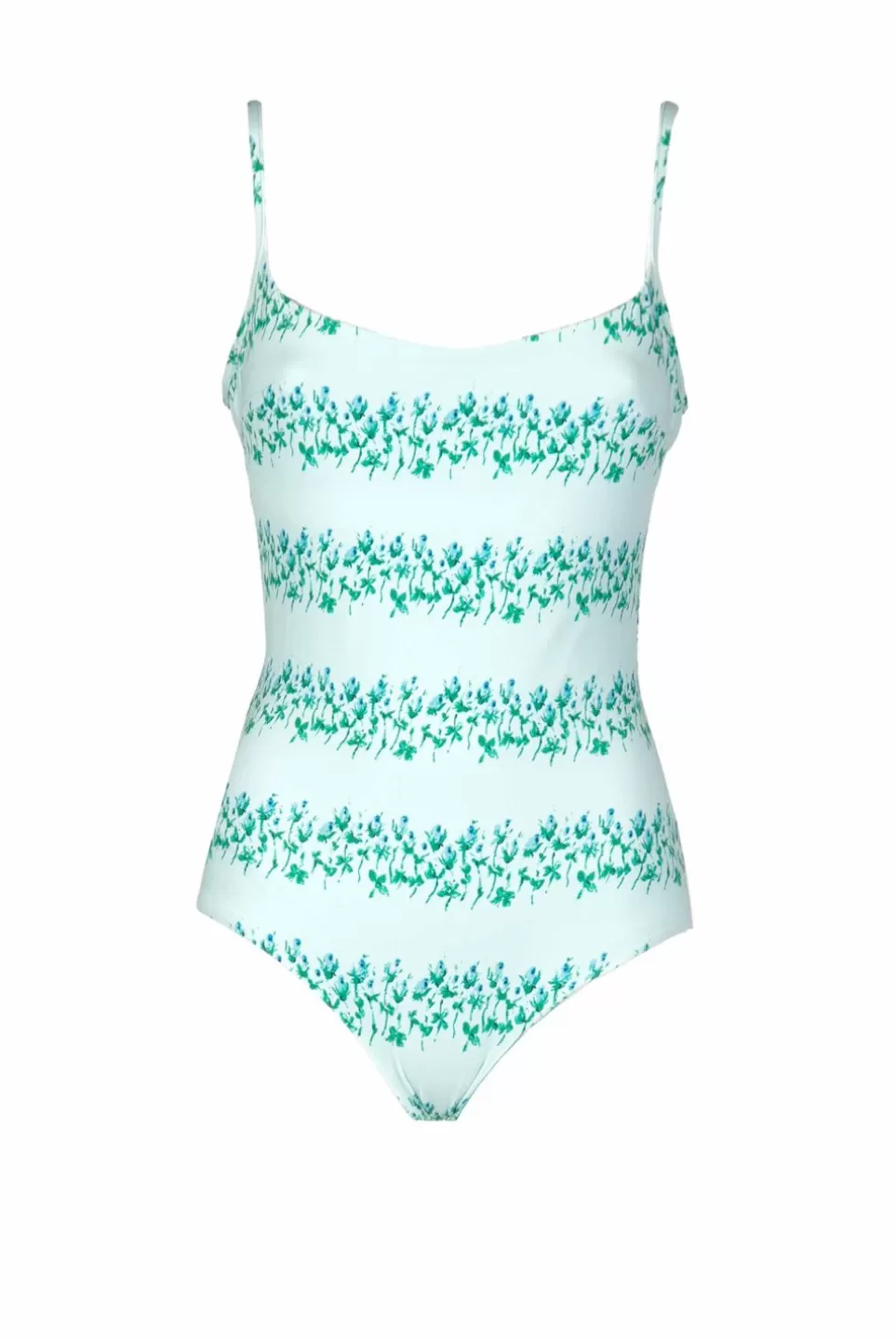 Swimwear | Luisa Beccaria One-Piece Blue Flowery Striped Swimsuit