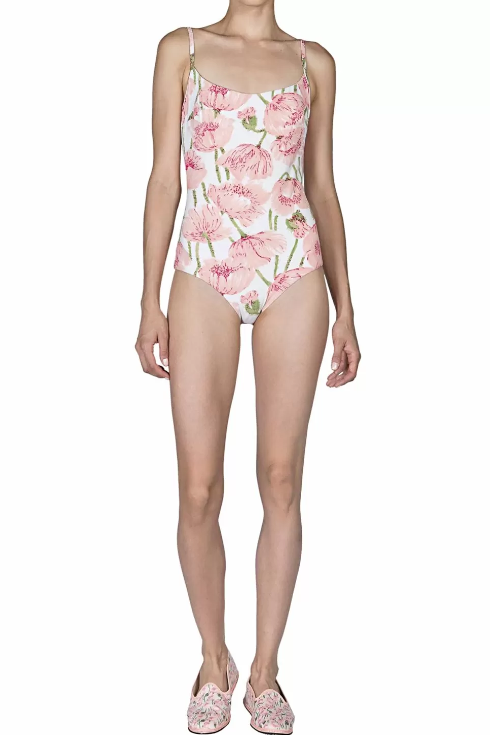 Swimwear | Luisa Beccaria One-Piece Swimsuit Pink Poppies Double Face