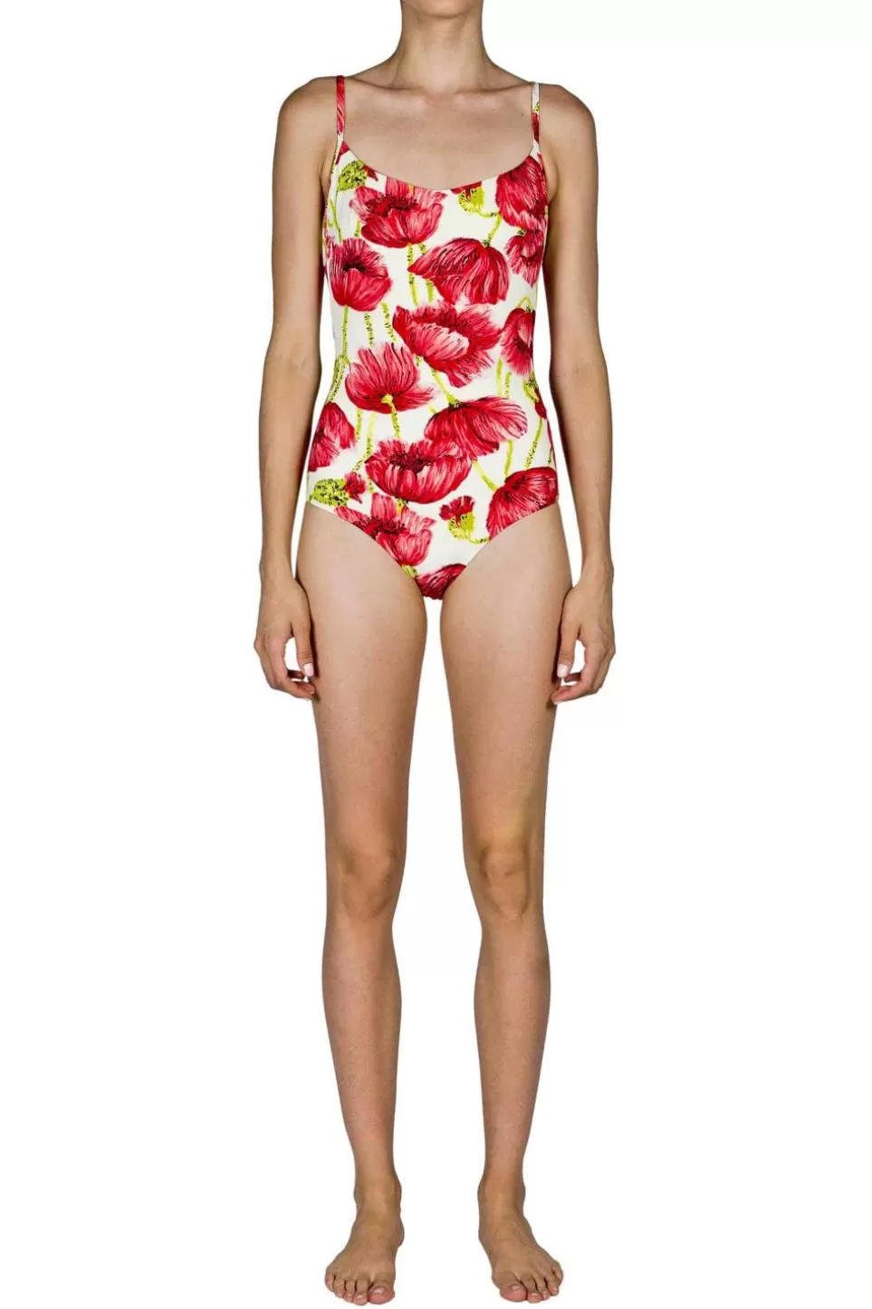 Swimwear | Luisa Beccaria One-Piece Swimsuit Red Poppies Double Face