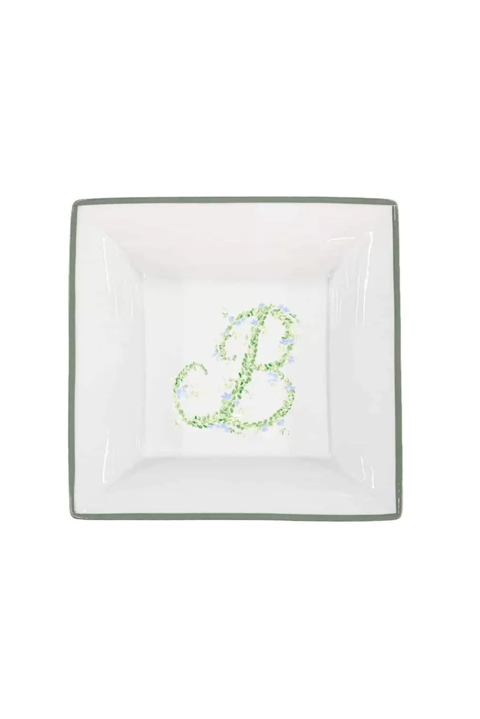 Tray | Luisa Beccaria Personalizable Monogram Change Tray With Green Border