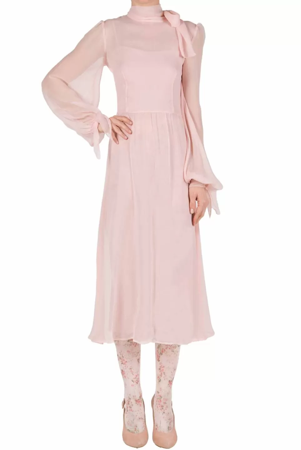 Dresses | Luisa Beccaria Pink Chiffon Crepon Dress