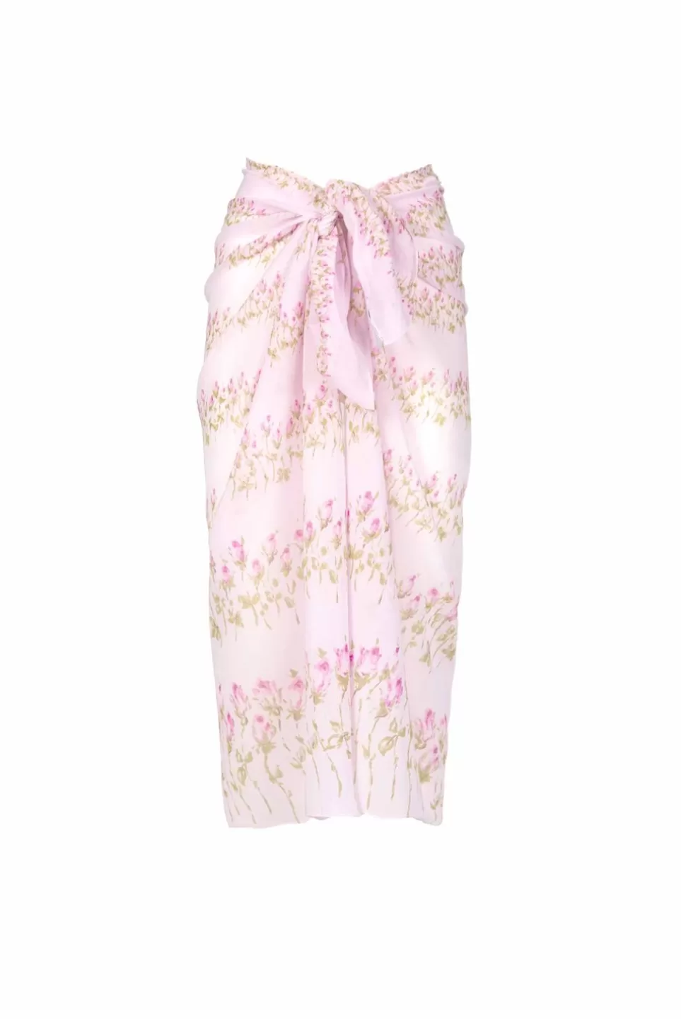 Swimwear | Luisa Beccaria Pink Flowery Striped Long Pareo