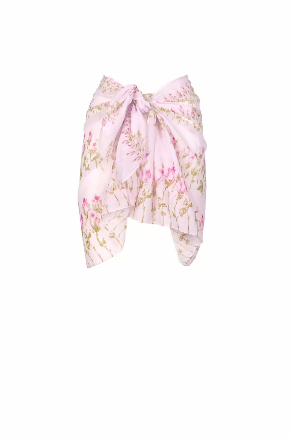 Swimwear | Luisa Beccaria Pink Flowery Striped Short Pareo