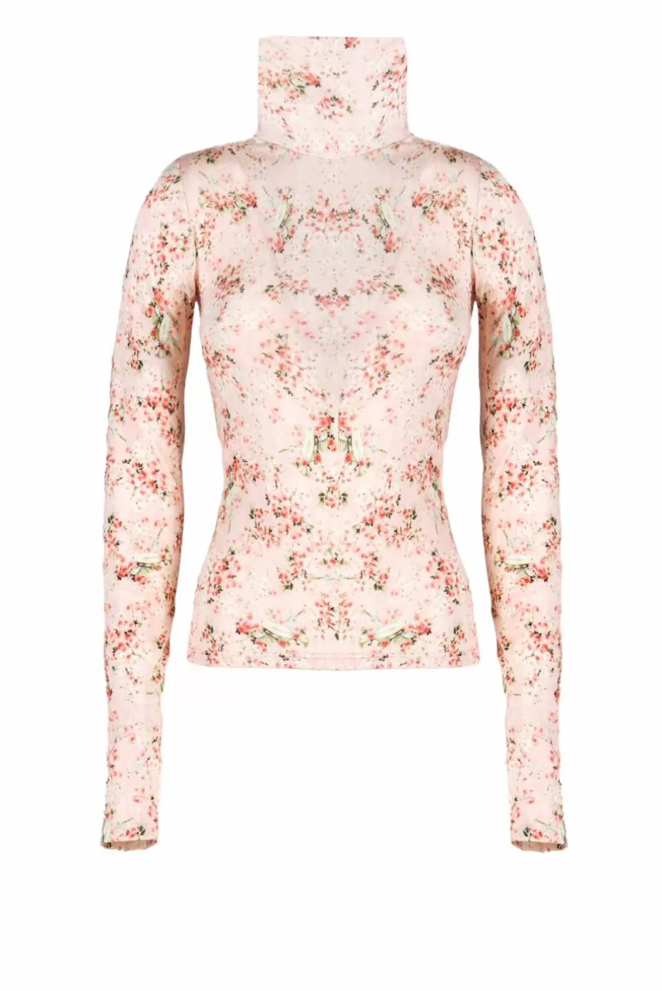 Tops & Blouses | Luisa Beccaria Pink Printed Rose Buds Jersey Turtleneck