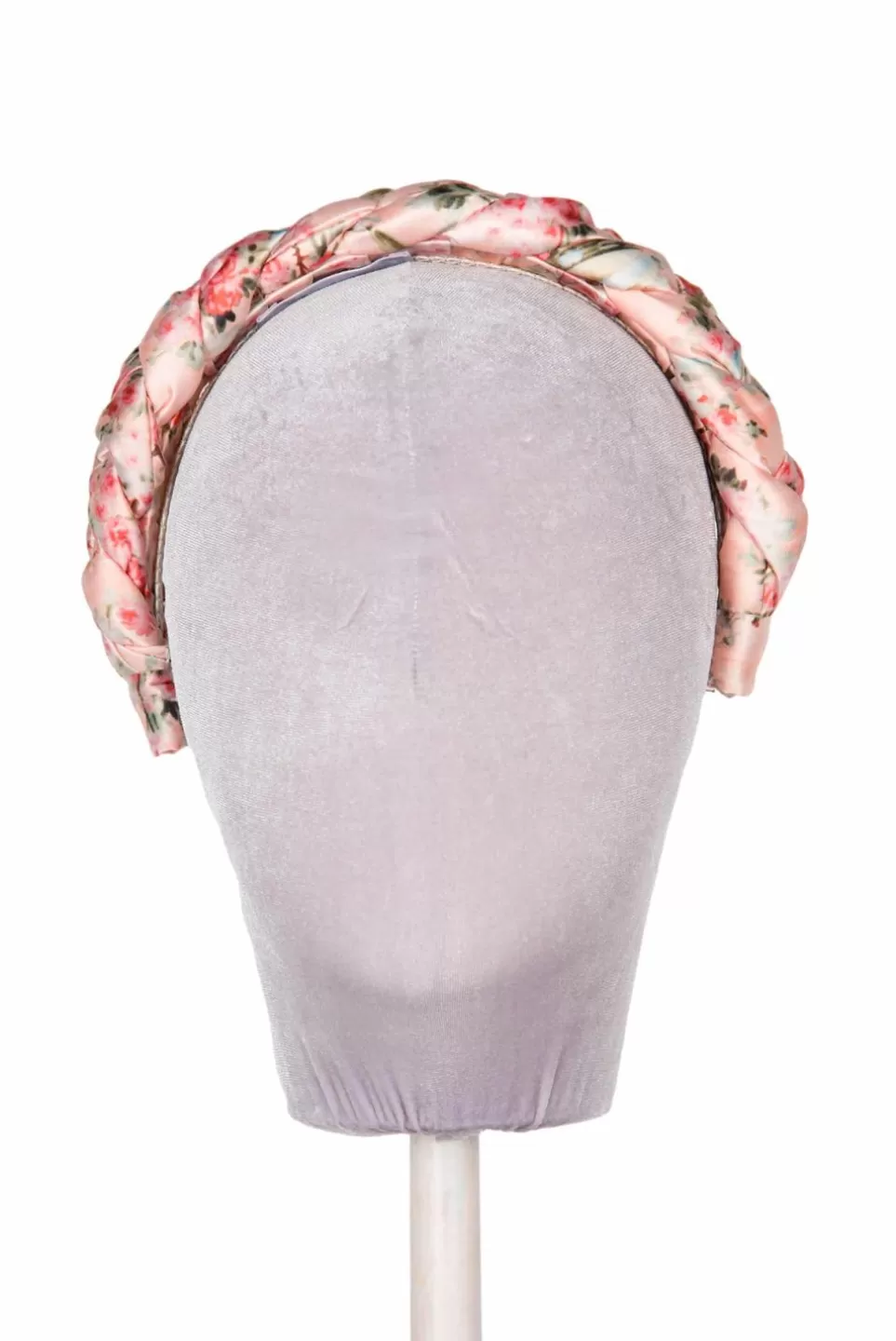 Headband | Luisa Beccaria Pink Shiny Satin Roses Buds Braided Power Hairband