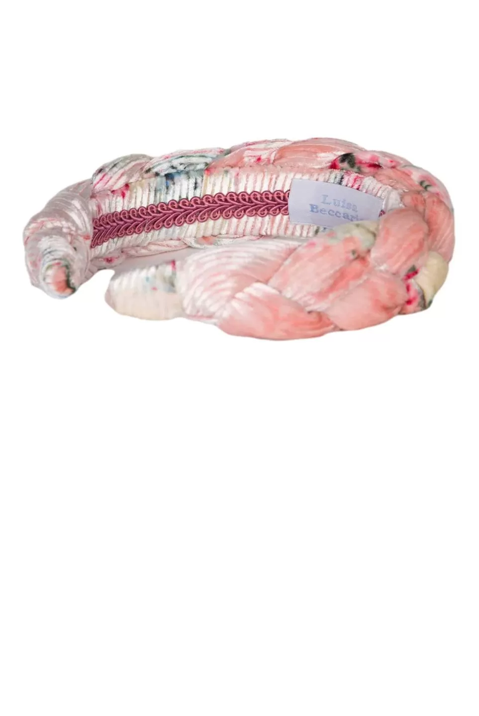 Headband | Luisa Beccaria Pink Velvet Roses Buds Braided Power Hairband