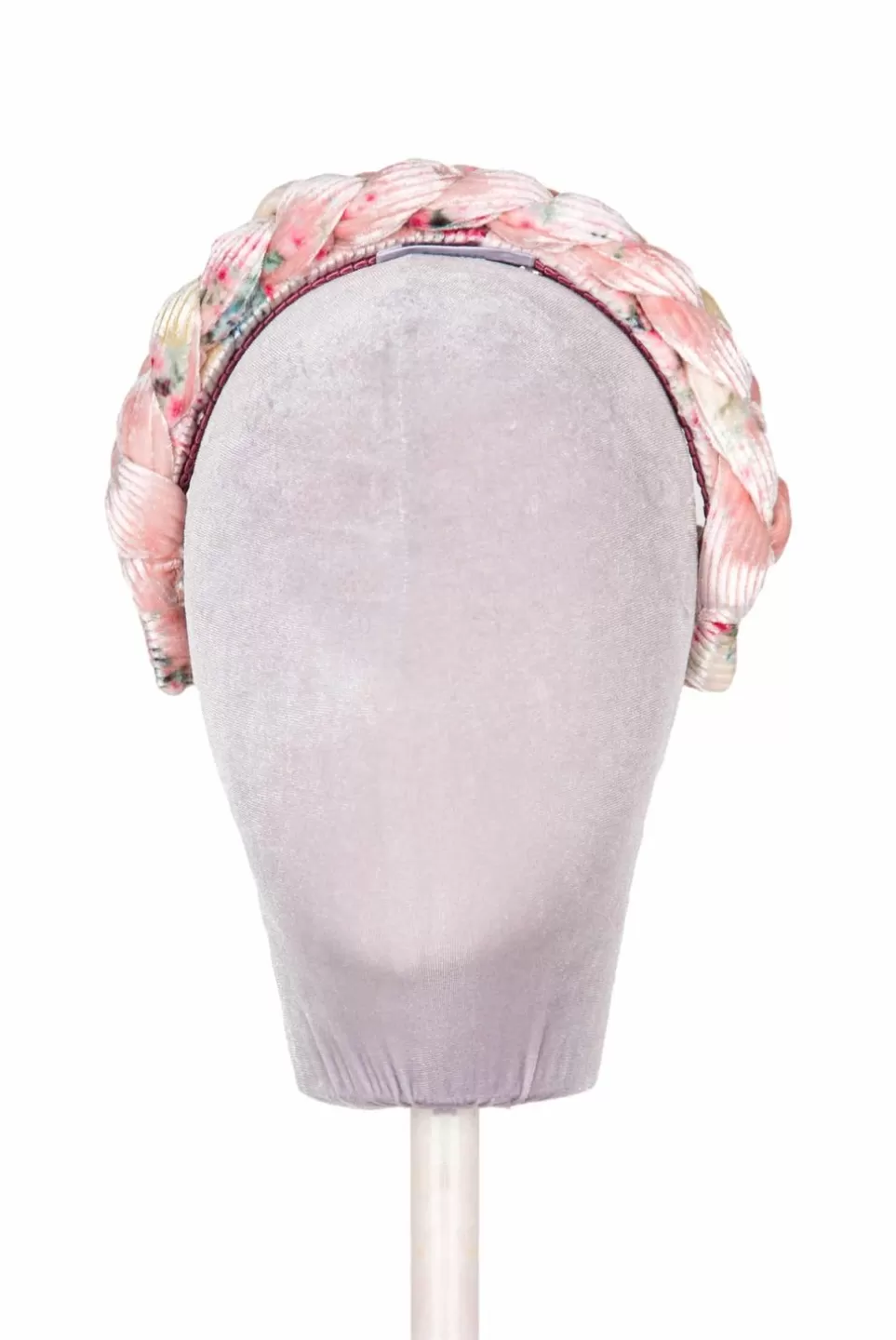 Headband | Luisa Beccaria Pink Velvet Roses Buds Braided Power Hairband