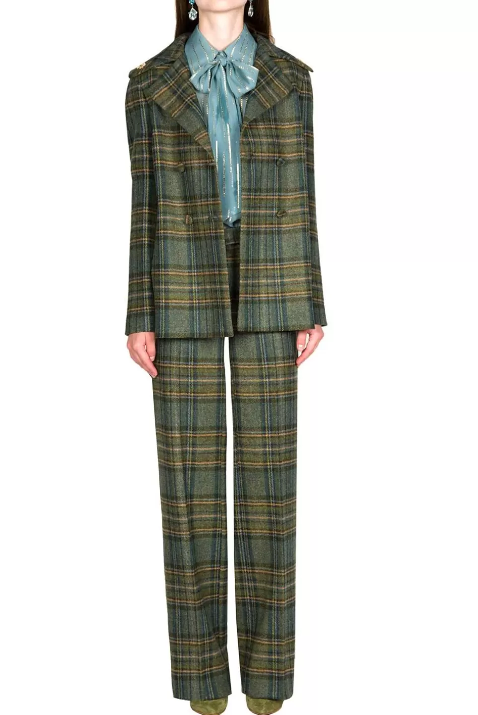 Jackets & Coats | Luisa Beccaria Plaid Virgin Wool Peacoat