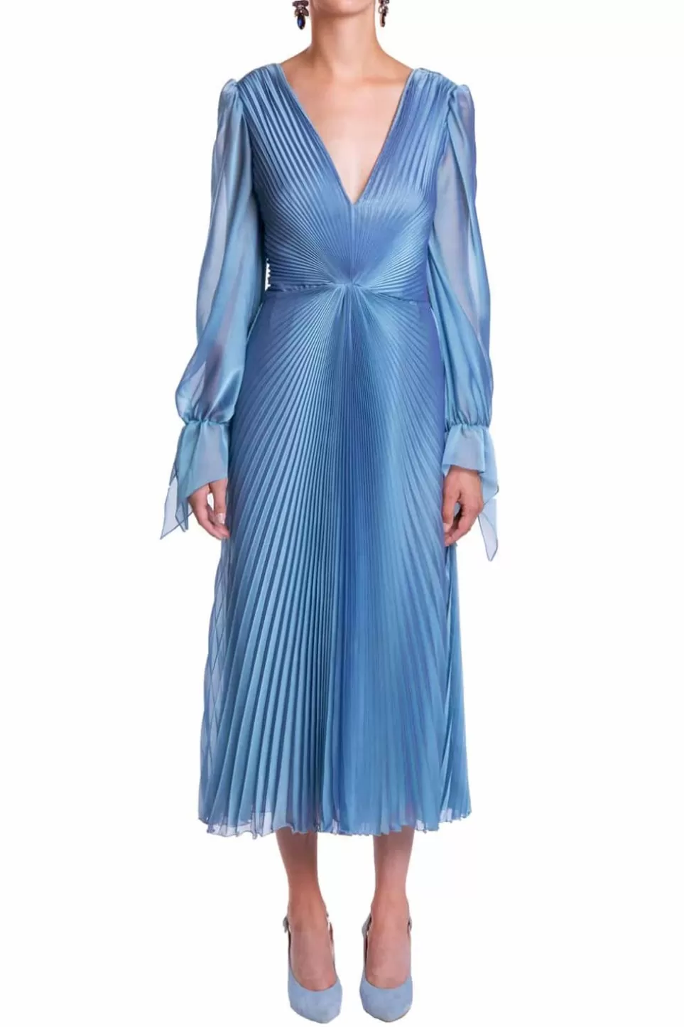 Dresses | Luisa Beccaria Pleated Chiffon Irridescent Midi Dress