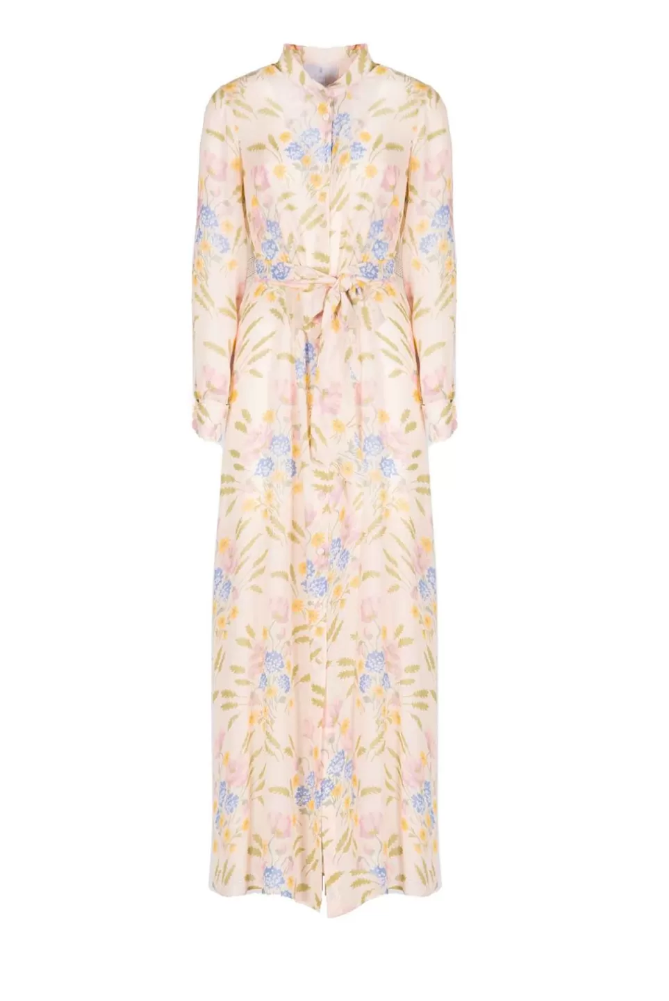 Dresses | Luisa Beccaria Printed Georgette Sash Dress In Macro Blooming Mirage