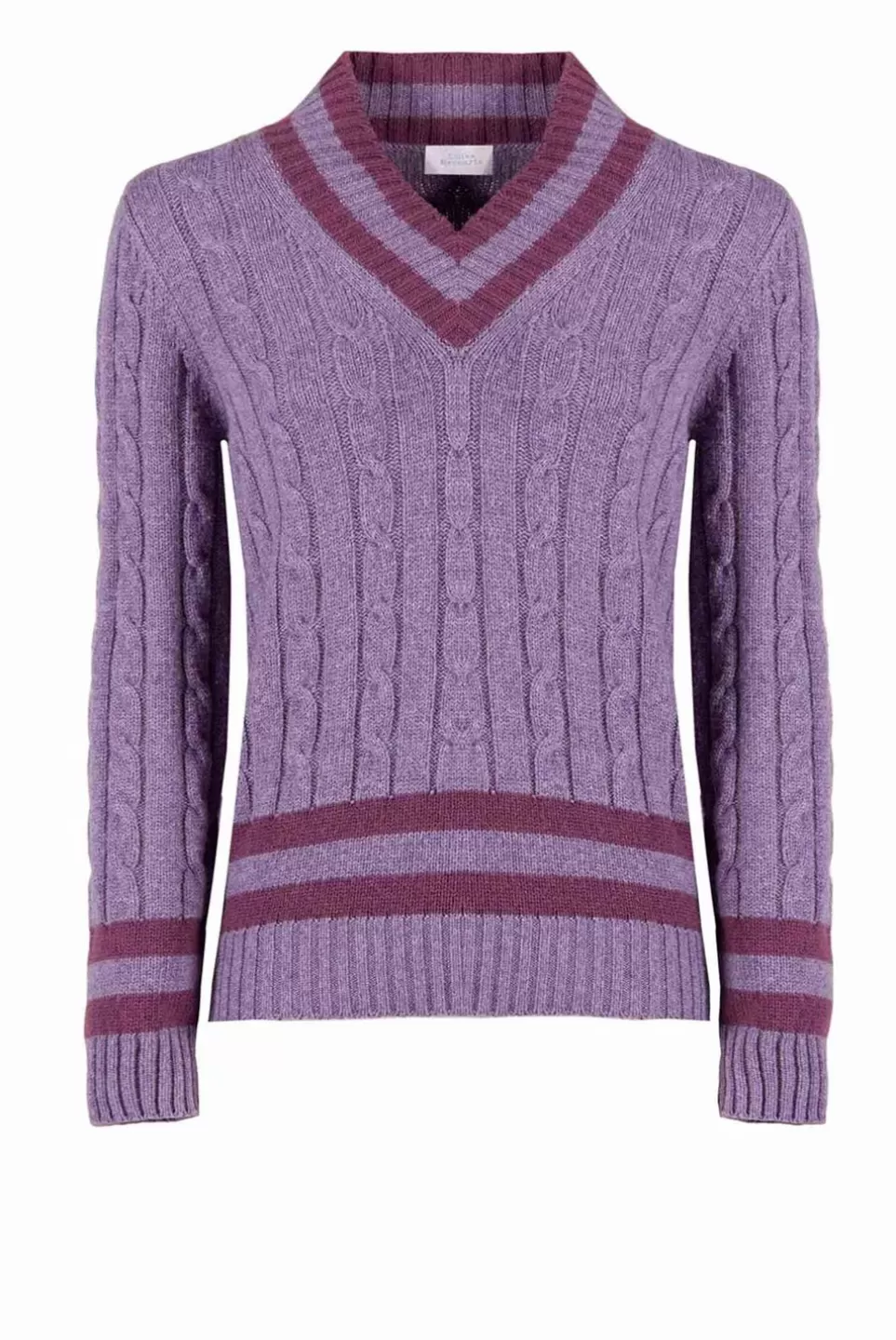 Knitwear | Luisa Beccaria Purple Cable Cashmere V-Neck Jumper