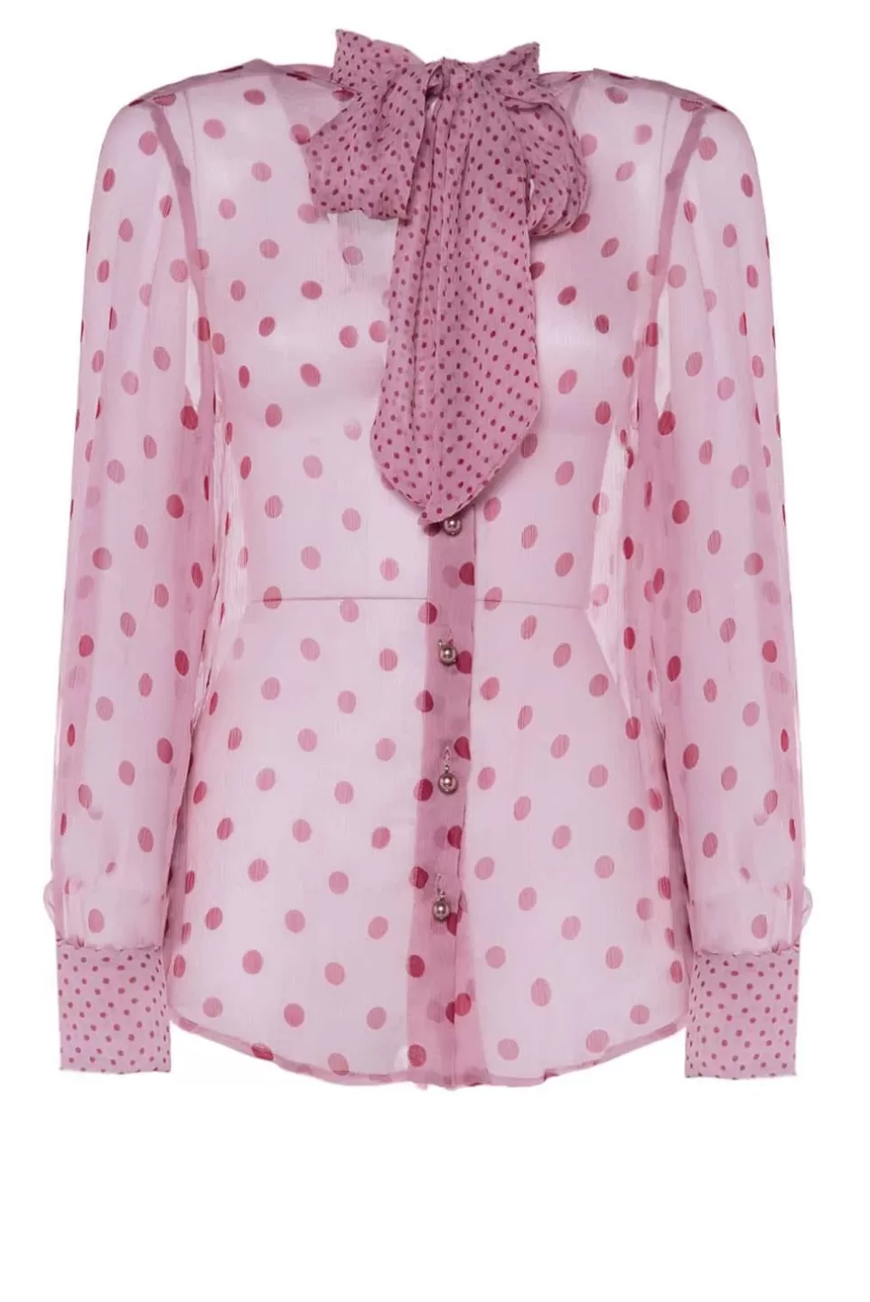 Tops & Blouses | Luisa Beccaria Pussy Bow Polka Dot Silk Chiffon Blouse