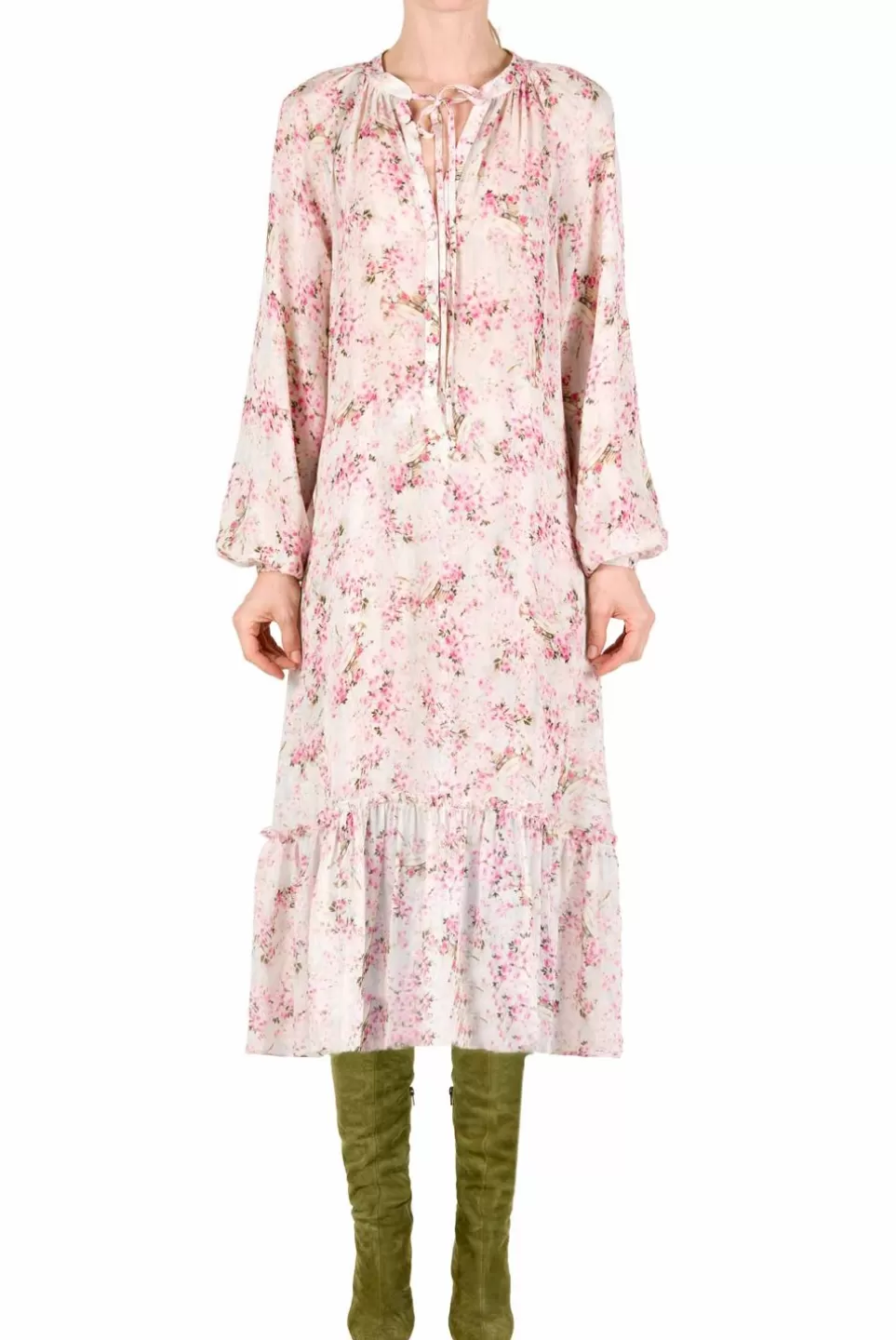 Dresses | Luisa Beccaria Raglan Wide Dress Printed Rose Buds