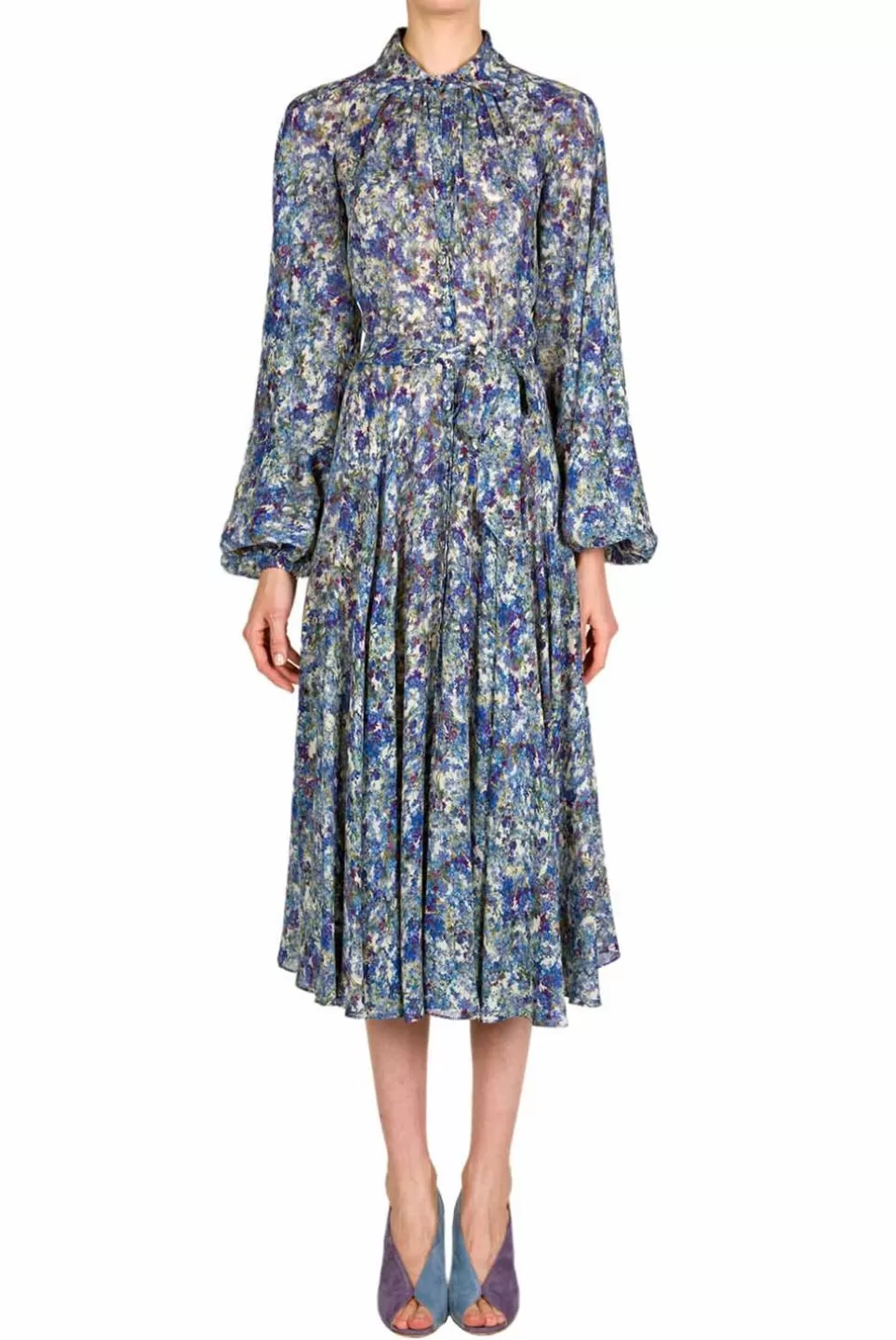 Dresses | Luisa Beccaria Robe Chemisier Printed Floral Midi Dress