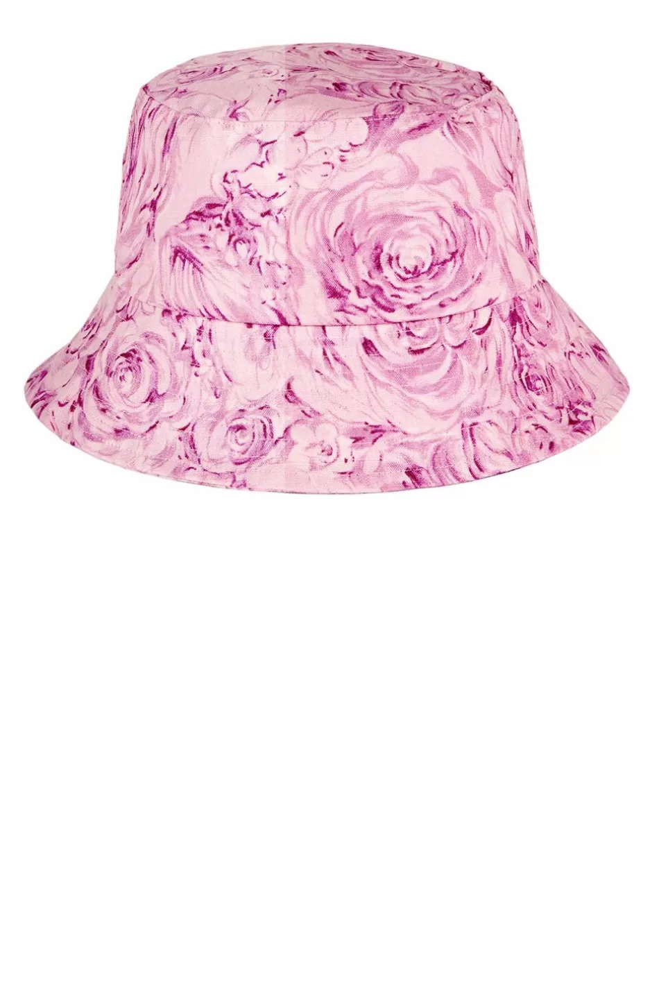 Hat | Luisa Beccaria Roses Printed Linen Bucket Hat