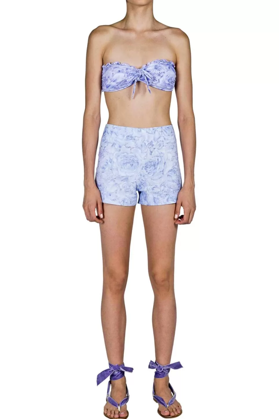 Trousers & Shorts | Luisa Beccaria Roses Printed Linen Shorts Lilac