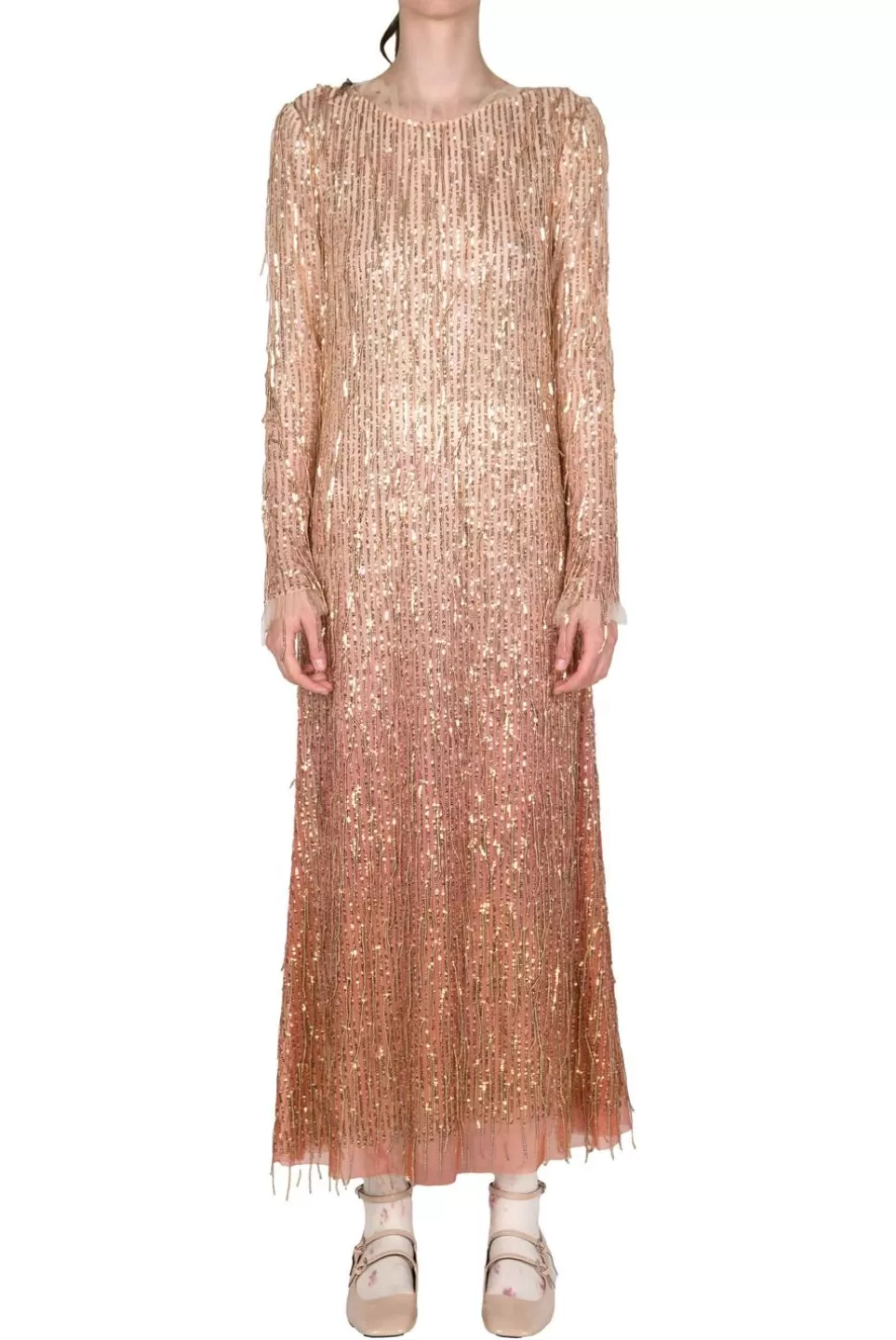 Dresses | Luisa Beccaria Sequin Degrade' Dress With Fringes