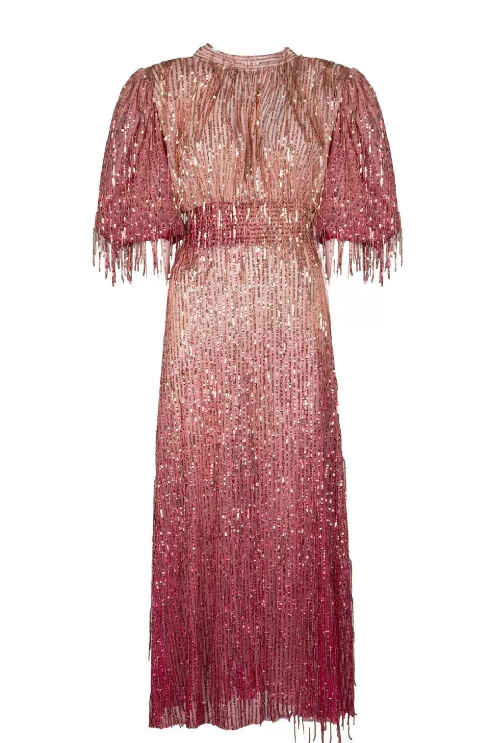 Dresses | Luisa Beccaria Sequin Dress With Puffed Sleeves And Fringes