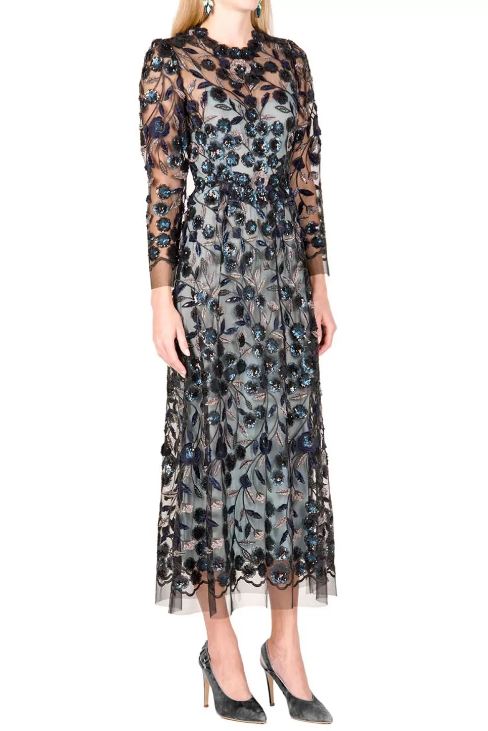 Dresses | Luisa Beccaria Sequin Embroidered Tulle Midi Dress