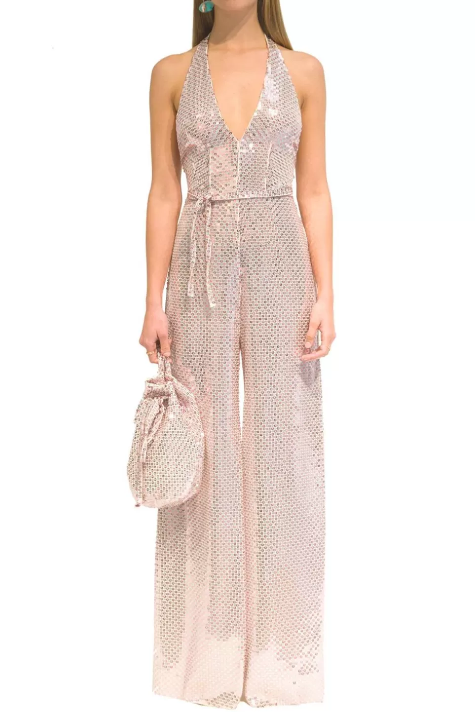 Dresses | Luisa Beccaria Sequin Halter Meck Jumpsuit