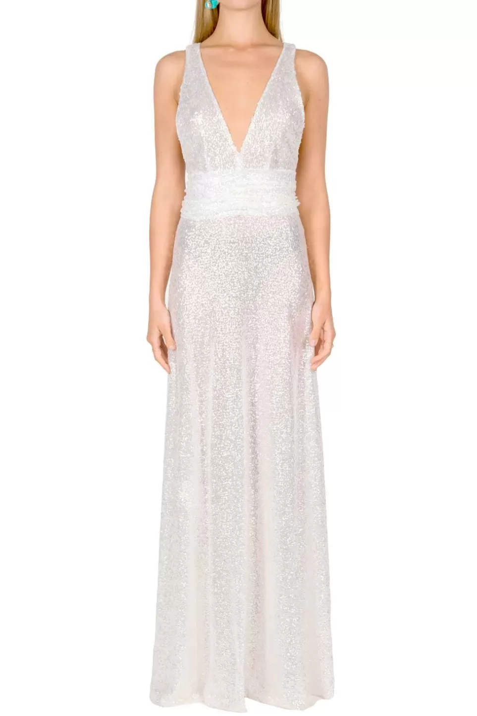 Dresses | Luisa Beccaria Sequin Long Dress With V Neckline