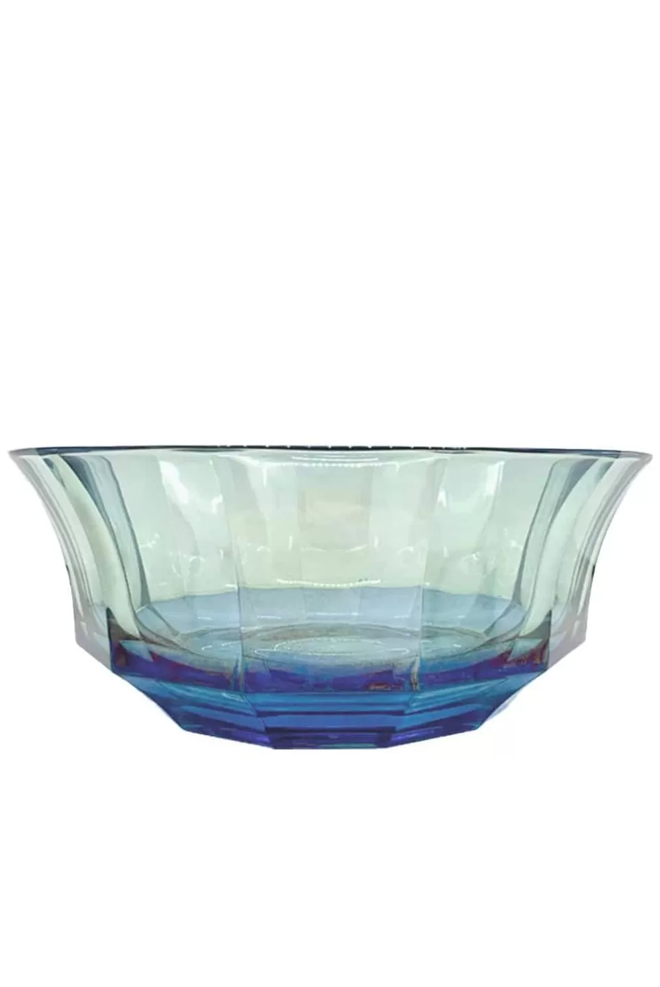 Bowls | Luisa Beccaria Shade Blue To Green Faceted Crystal Salad Bowl