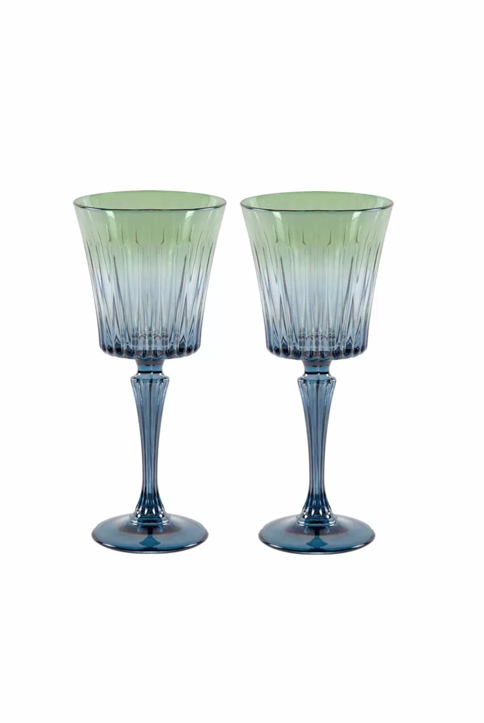 Wine | Luisa Beccaria Shade Blue To Green Set Of Two Domina Wine Glass