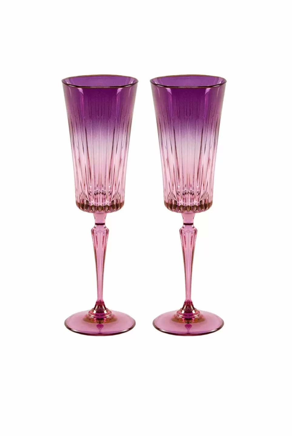Flute | Luisa Beccaria Shade Pink To Purple Set Of Two Domina Flute Glass